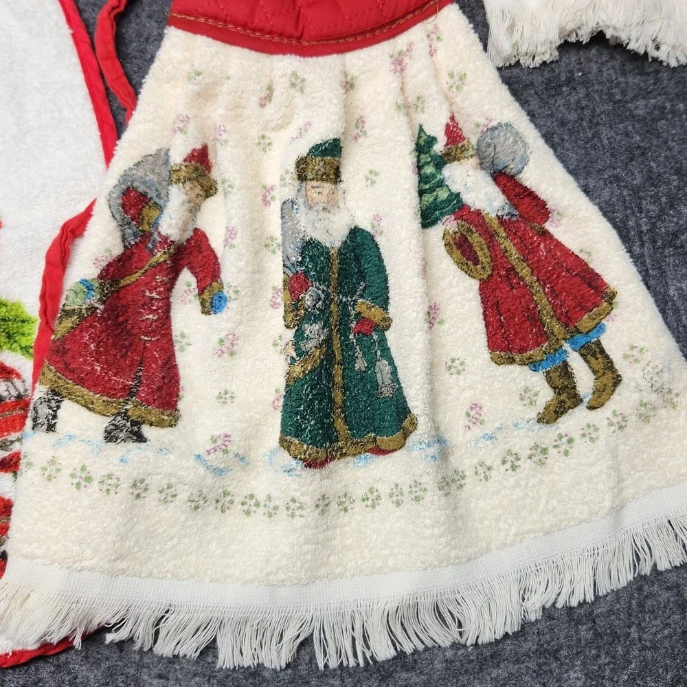VTG Lot Christmas Country Dish Kitchen Towels Apron Potholder Goose Cottage